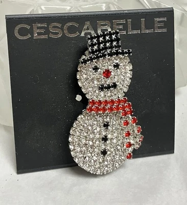 Estate CESCABELLE со стразами «верхняя шляпа снеговик» брошь висячий шарф новый на карте - Изображение 1 из 3