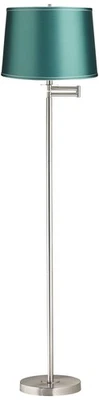 Lámpara de pie Druckman 60 1/2"H níquel cepillado con pantalla verde azulado brazo oscilante Foto 1 de 4