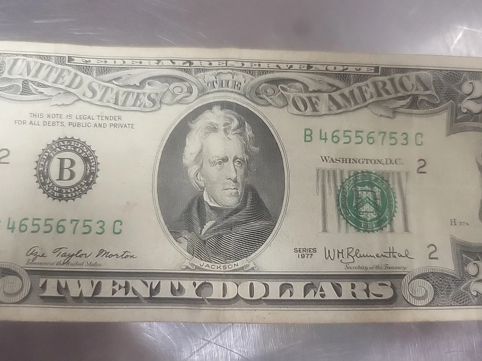 Vinage 1977 $20 bill serial number B46556753C For Collectors - Image 1 of 4