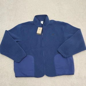 Nike Men Large Club Fleece Sherpa Winterized Jacket Full Zip Blue FB8386-410 - Picture 1 of 11