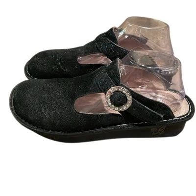 Alegria Black Glitter Suede Paloma Mary Jane Mule Shoe Womens Size EU 40 ALG-211 - Imagem 1 de 4
