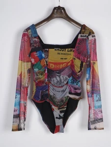 Desigual Women's Body Size XL Sheer Print Top Print 21WWTKX4 - Picture 1 of 6