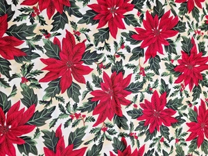 Hoffman International Weihnachtsstern & Stechpalme Stoff 2 Yards 74" x 44" Neu - Bild 1 von 4