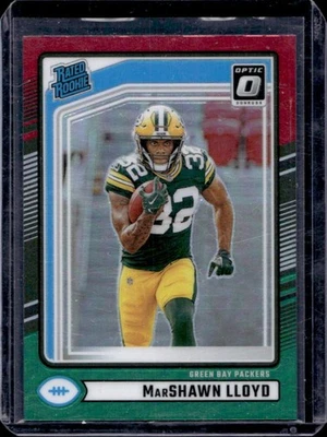 2024 Donruss MarShawn Lloyd Optic Rated Rookie Preview Red and Green #374 - Image 1 of 2