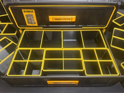 Dewalt Tough System Compatible 2 Drawer Organiser Bins PETG BLACK YELLOW Divider - Image 1 of 4