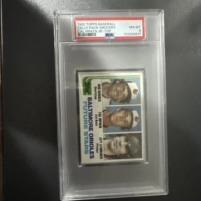 Topps Cal Ripken Jr. 1982 Tarjeta de novato Orioles Future Stars PSA 8 paquete de violonchelo Foto 1 de 4