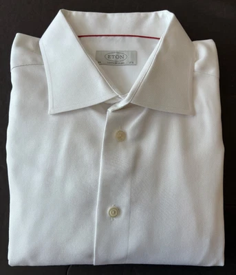 Eton Contemporary Dress Shirt Mens 17.5 - 35/36 Solid White French Cuff - Image 1 of 4