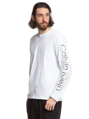 Camiseta manga larga cuello redondo con logotipo de Calvin Klein, blanca  Foto 1 de 4