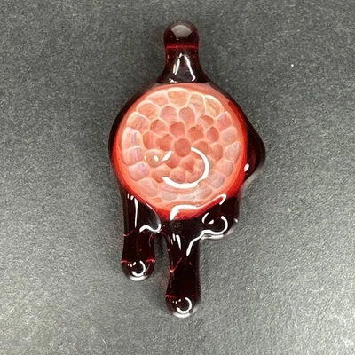 Handmade Art Glass Pink Honeycomb Pendant Amber Drips Heady Borosilicate Pendy - Image 1 of 4