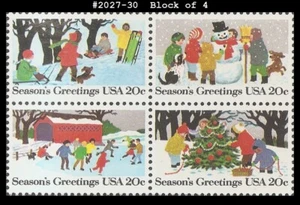 USA5 #2027-30 MNH BL4 Season's Greetings - Bild 1 von 1