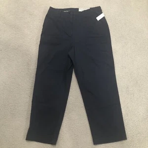 Talbots High Waist Patch Pocket Crop Straight Leg Navy Pants Sz 10 NWT ($80) - Picture 1 of 11