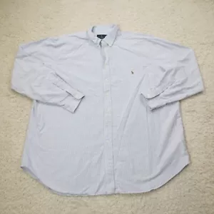 Polo Ralph Lauren Hemd Herren 3XLT 3XL Tall Blau Knopfleiste Streifen Oxford Pony - Bild 1 von 8