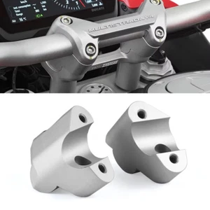 Motorcycle For Ducati Multistrada V4   Handlebar Riser Heightening Clamp Silver - Picture 1 of 10