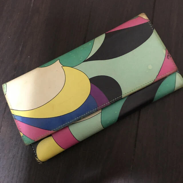 Cartera Larga Emilio Pucci Verde Amarillo Multicolor Mujer Usada Hecha en Japón Foto 1 de 4