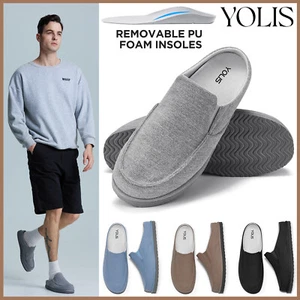 YOLIS Men Moccasin Slippers Clog Arch Support Outdoor Bedroom Loafer House Shoes - Picture 1 of 68