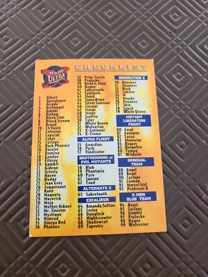 Ultra X-Men Checklist  1995 X-Men Ultra #150 95 Fleer  - Image 1 of 3