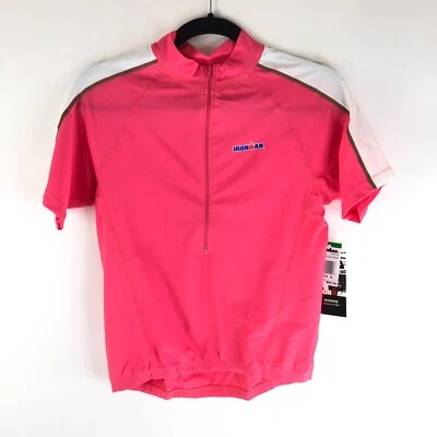 Camiseta deportiva de ciclismo TYR Ironman para mujer manga corta 1/2 cremallera rosa blanco M Foto 1 de 4