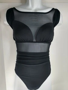 Traje de baño negro de una pieza para mujer talla pequeña (4-6) marca verde agua nuevo con etiquetas - Imagen 1 de 12