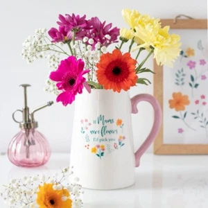 If Mums Were Flowers Ceramic Flower Jug Vase Mother's Day Birthday Gift - Picture 1 of 3