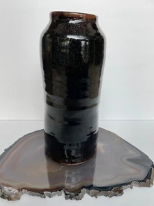 Jarrón Esmalte Warren Mackenzie Tenmoku Raro Estudio Cerámica 13" H Negro Sin Marca - Imagen 1 de 10