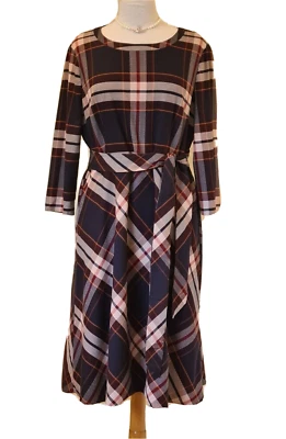 Laura Ashley Tartán Cuadros Ajuste y Acampanado con Cremallera y Cinturón Talla 16 Foto 1 de 4