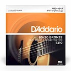 D'Addario EJ10 80/20 Bronze Acoustic Guitar Strings Extra Light 10-47
