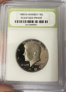 1980-S Kennedy 50c DCAM GEM PROOF, Slabbed (Encapsulated) by INB Authenticated - Bild 1 von 2