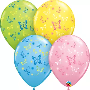 11" Butterflies Printed Latex Balloons - Assorted Colors - Qualatex - 25ct - Picture 1 of 1