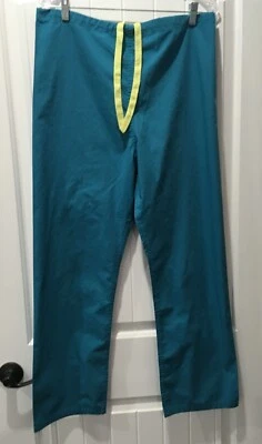 时尚密封双面 SCRUB 裤子 - 小号 - 蓝色/绿色 - 拖拉腰 — 第 1/4 张图片