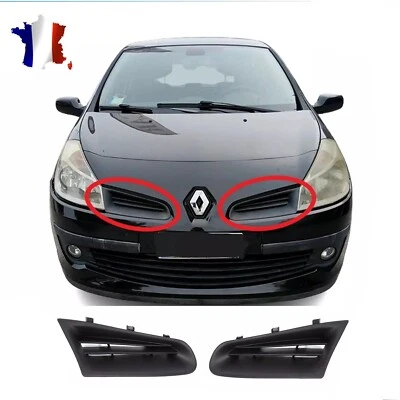 2 GRILLES PANNEAU GAUCHE ET DROIT POUR PARE-CHOCS AVANT POUR RENAULT CLIO III 3 - Photo 1/2
