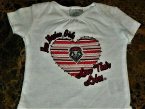 "NEW" New Mexico Lobos ~ Logo INFANT CREEPER BODYSUIT ~ Girl's Sz NB 3M Heart - Picture 1 of 3