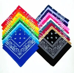 BANDANA PAISLEY NECK HEAD SCARF 100% COTTON UNISEX MIXED COLOURS/PATTERNS - Picture 1 of 22