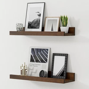 Floating Shelves for Wall, 16 Inch Solid Wood Picture Ledge Shelf, Picture Shelf - Picture 1 of 12