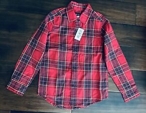 Children's Place Plaid Shirt Long Sleeves Red  Boys Size 5/6