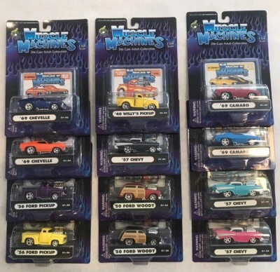 Funline Muscle Machines 1/64 Scale MOC Diecast Car Lot of 12 in Orig. Box -Lot 2 - Image 1 of 4