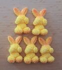 5 Schmucksteine / Dekofigur aus Kunstharz - Hase Kaninchen Ostern Gelb