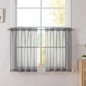 Tende a Livello Grigio Trasparente 42x24 Pollici, 2 Pannelli per Cucina, Bagno, Seminterrato - Foto 1 di 7