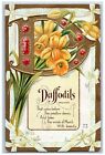 Language Of Flowers Romance Postcard Daffodils Regard Embossed c1910's Antique