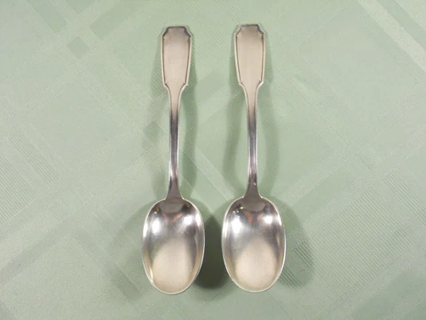 (2) ART DECO FRENCH "MINERVE 1" (.950) ~ 8.0" SERVING SPOONS ~ SAGLIER FRERES Cover