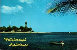 Postcard Pompano Beach Florida Hillsborough Lighthouse Vintage Unposted - Imagen 1 de 2