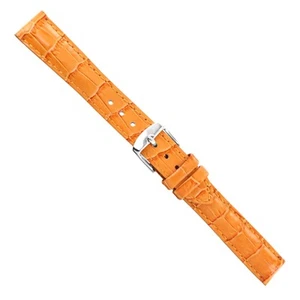 16mm deBeer Baby Crocodile Grain Orange Padded Stitched Watch Band Strap - Picture 1 of 3