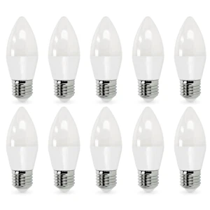 Satz mit 10 Glühbirnen LED-Kerzenbirne SW 8,5W E27 Kaltweiß 180 Grad 6500K Kerze - Bild 1 von 11
