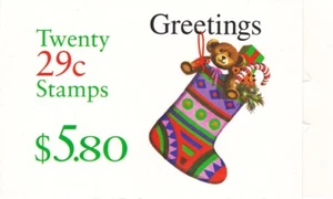 U.S. BOOKLET OF 20 SCOTT#BK218 1994 29ct CHRISTMS STOCKING MINT VARIOUS P#'s - Picture 1 of 2