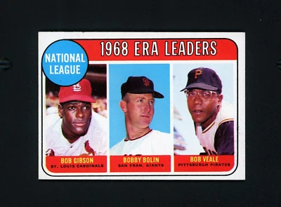 1969 Topps 1968 NL ERA Leaders - Gibson, Bolin, Veale (HOF) #8 casi nuevo Foto 1 de 2