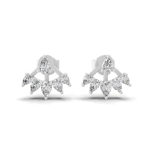 0.54Ct Pear Lab Grown Diamond Jacket Earrings 14K White Gold Anniversary Jewelry - Picture 1 of 7