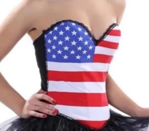 Adore me Plus Size 2XL Corset Red White Blue American flag theme - Imagen 1 de 5