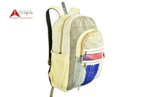 Reiner Hanf Rucksack mehrere Taschen für Laptopfach Tragen auf Reisen Made in Nepal - Bild 1 von 5