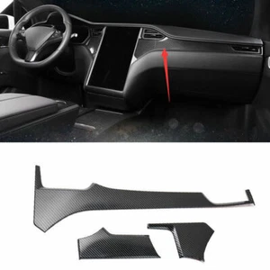 Carbon Fiber Middle Console Dashboard Strip Trim For Tesla Model X S 2012-2021 - Picture 1 of 9