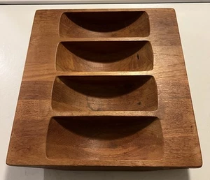 Dansk Designs Danish Modern Denmark IHQ Divided Solid Teak Serving Tray MCM - Picture 1 of 6