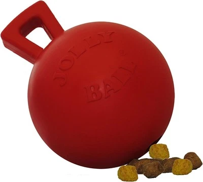 Jolly Pets Tug-n-Toss Heavy Duty Dog Toy Ball with Handle, 4 4 in/Petite, Red  - Image 1 of 3